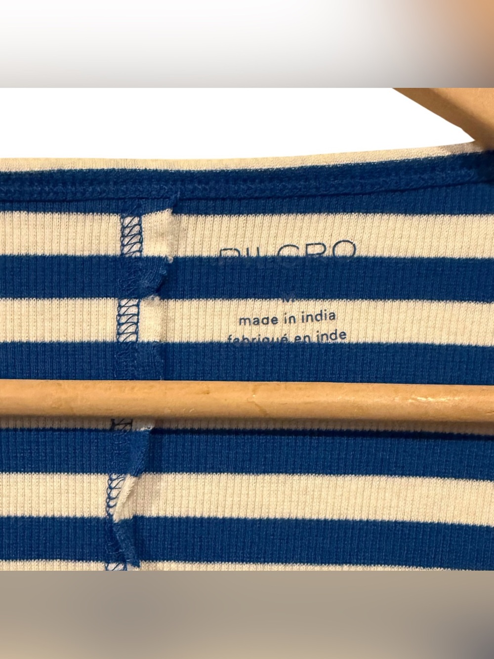 Anthropologie Pilcro Notched Long Sleeve Tee Blue Stripe M Ribbed Knit Cotton - Picture 5 of 9